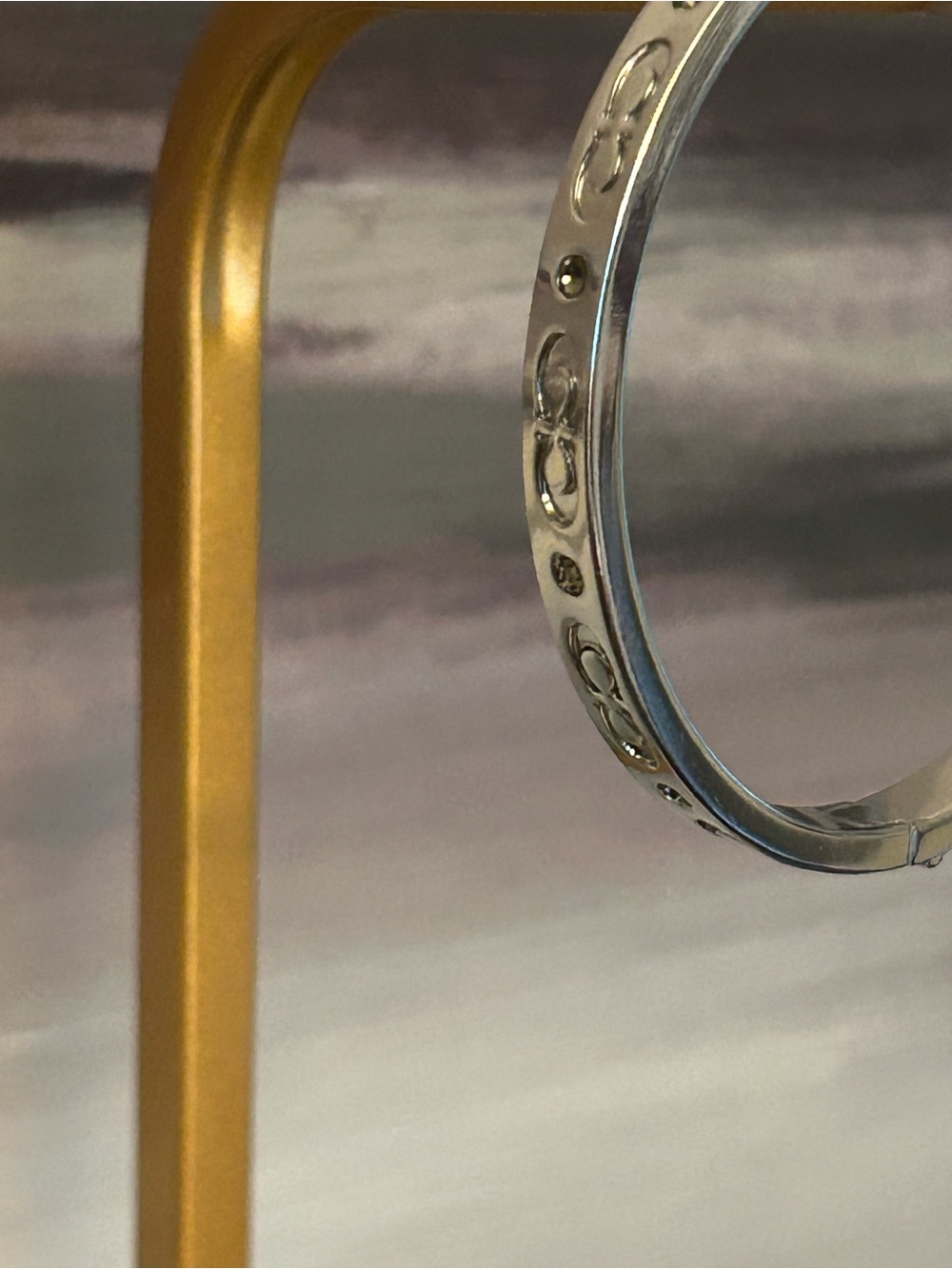 COACH Signature CC & Crystal Accents Hinged Bangle Bracelet w Dust bag - Picture 10 of 13